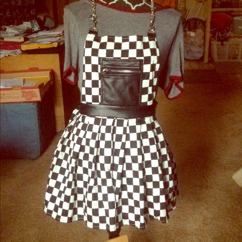 Checker board overall dress